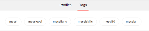 There are several hashtag results available; select the one you want to view.