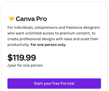 Canva pricing table 3