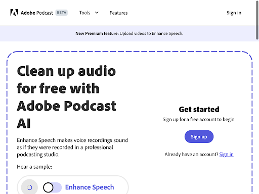 Adobe Podcast “Enhance Speech”
