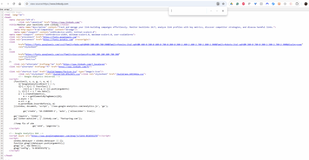 Page Source View