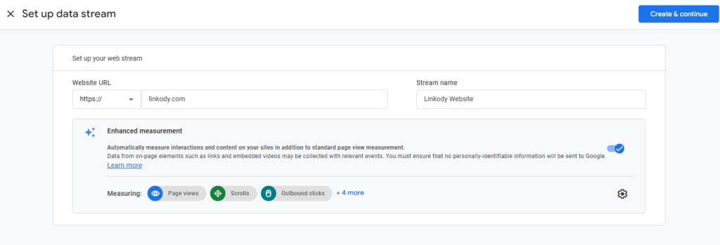Setup Data Stream